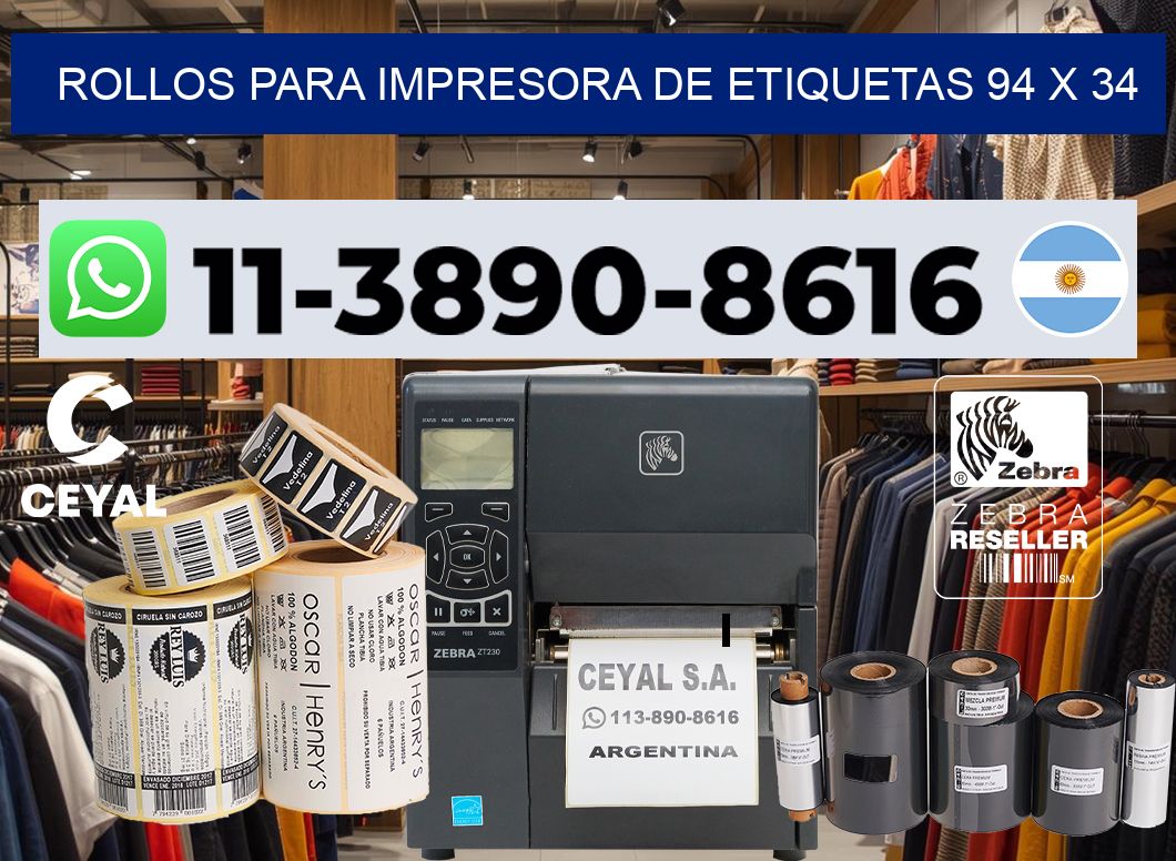 rollos para impresora de etiquetas 94 x 34