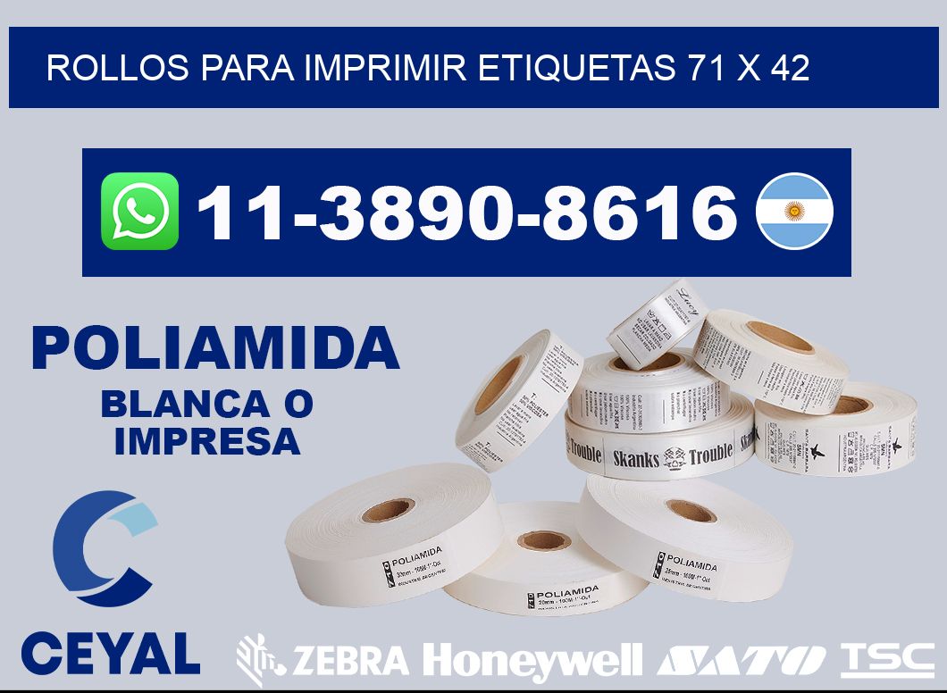 rollos para imprimir etiquetas 71 x 42