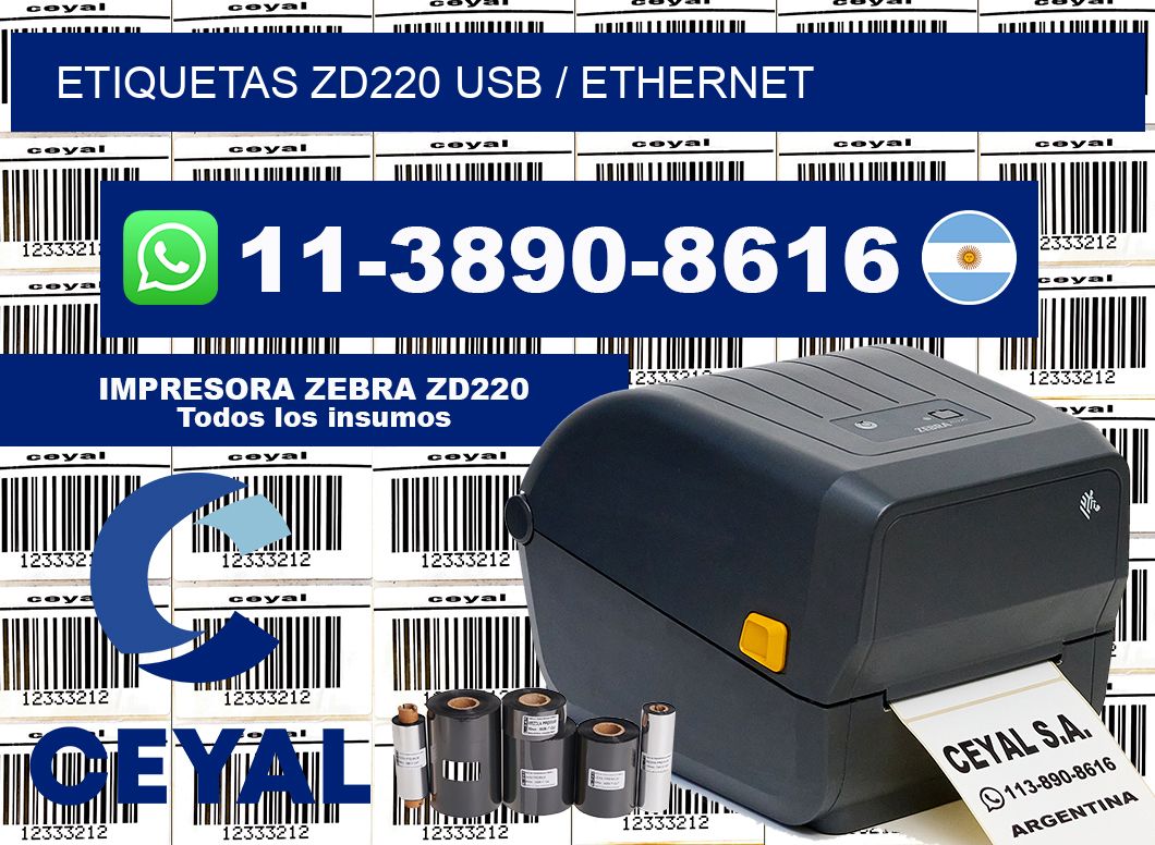 ETIQUETAS ZD220 USB / ETHERNET