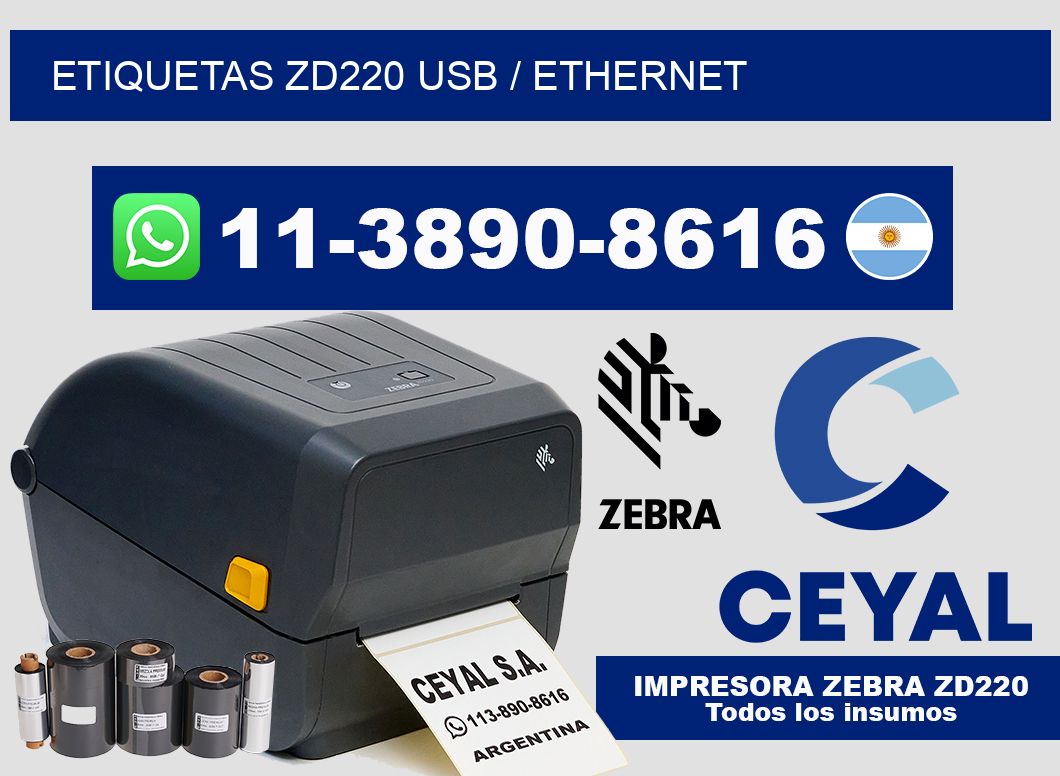 ETIQUETAS ZD220 USB / ETHERNET