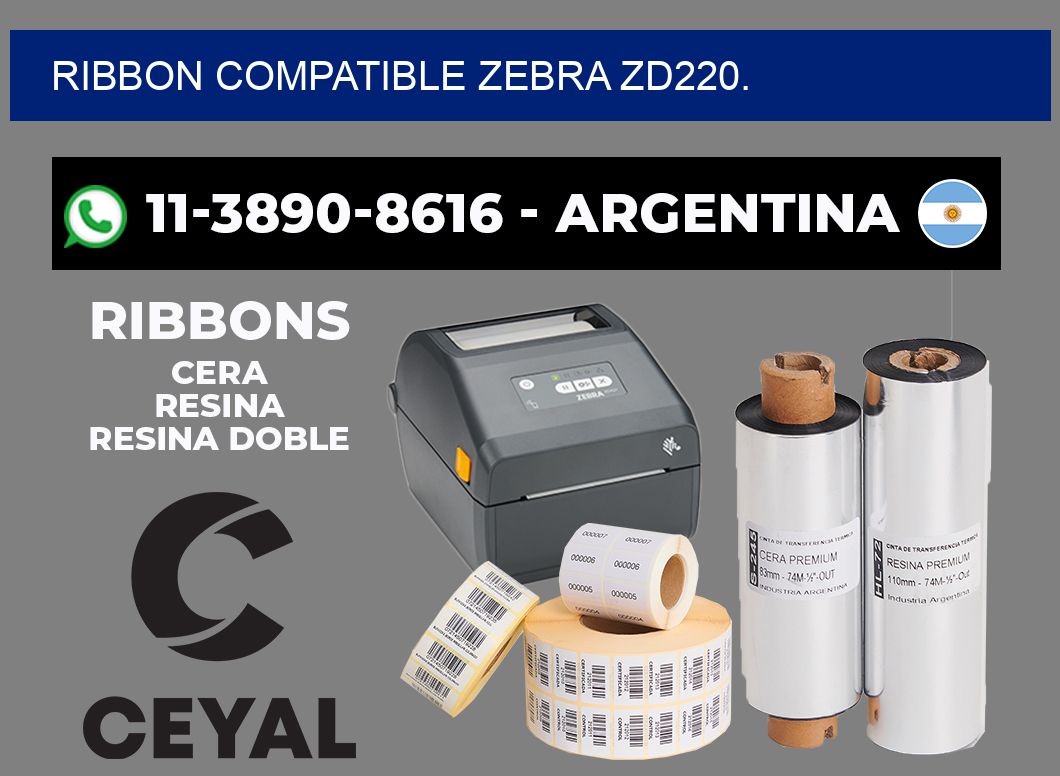 RIBBON COMPATIBLE ZEBRA ZD220.