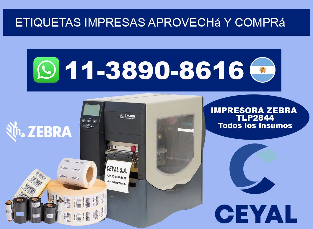 etiquetas impresas Aprovechá y comprá