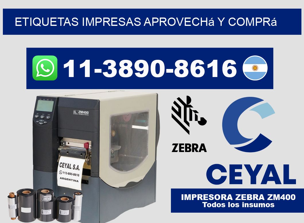 etiquetas impresas Aprovechá y comprá