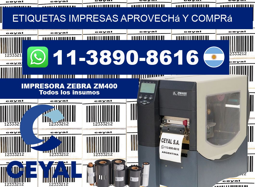 etiquetas impresas Aprovechá y comprá