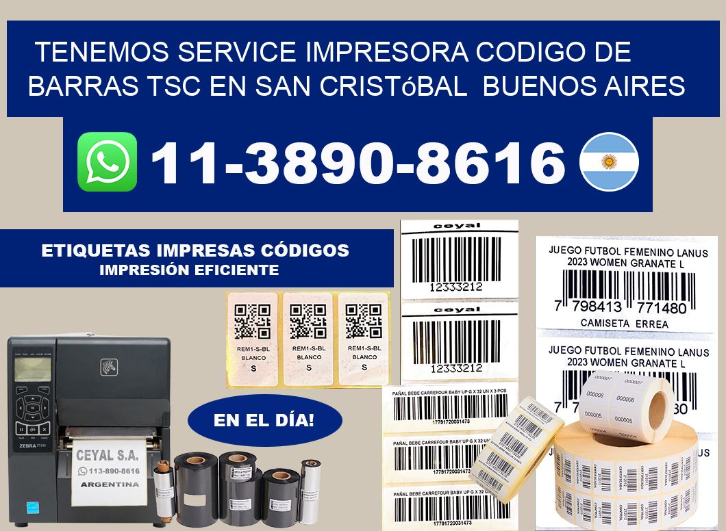 tenemos service impresora codigo de barras TSC en San Cristóbal  Buenos Aires