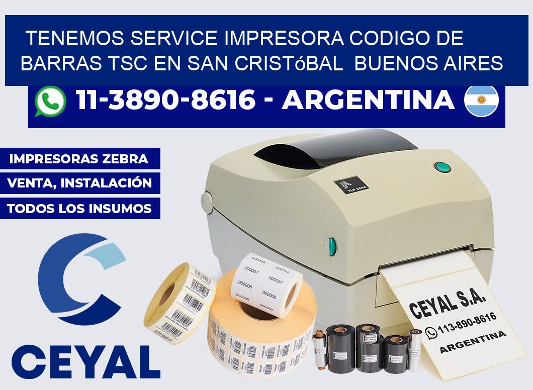 tenemos service impresora codigo de barras TSC en San Cristóbal  Buenos Aires