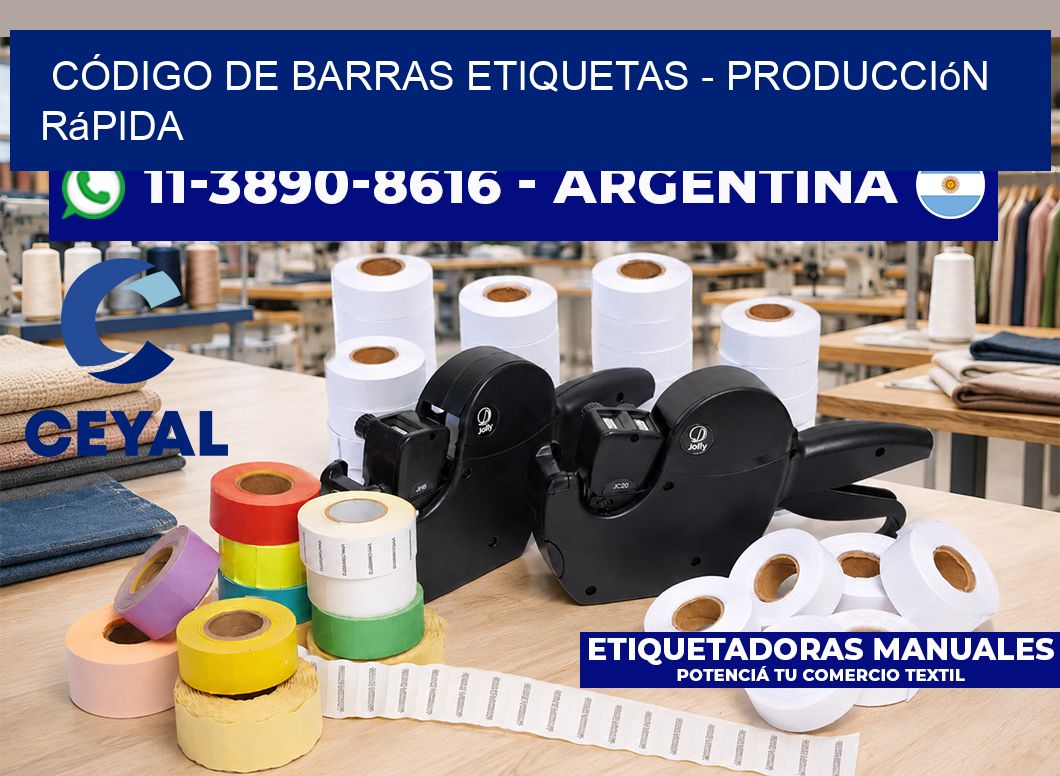 CÓDIGO DE BARRAS ETIQUETAS - Producción rápida