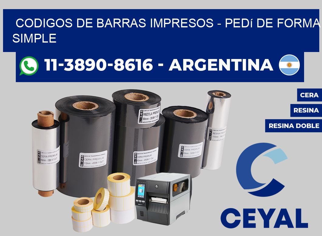 CODIGOS DE BARRAS IMPRESOS - Pedí de forma simple