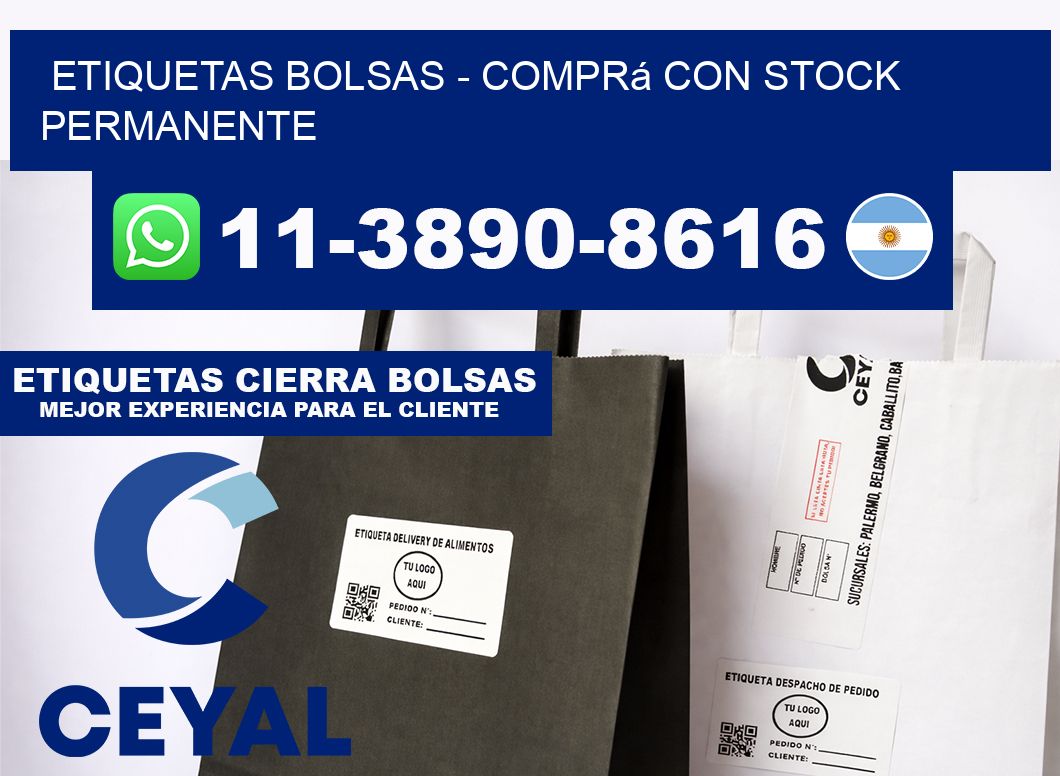 ETIQUETAS BOLSAS - Comprá con stock permanente